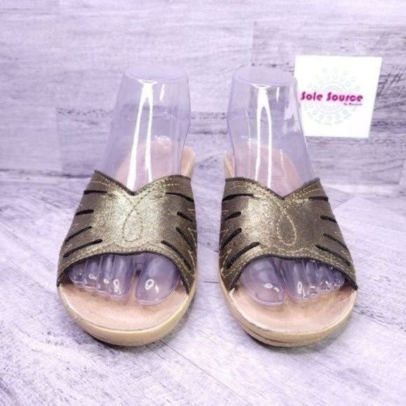 Fly Flot Metallic Wedge Slide Sandal Gold sz 38 IT Women's sz 6.5 US - Picture 2 of 10